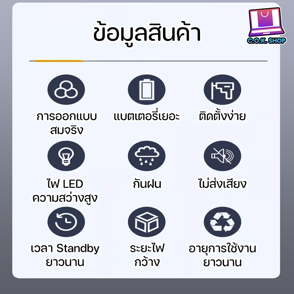 ไฟ Solar Cell T-28 ไฟติดกำแพง ทรงกล้องวงจรปิด มีเซ็นเซอร์ตรวจจับการเคลื่อนไหว กันน้ำ กันฝน รูปทรงสมจริง