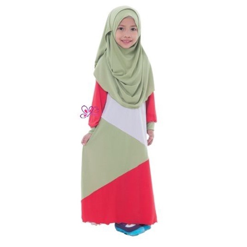 Jubah Lycra Kanak-kanak / Kids Jubah Green Red SIZE: S (2-4Y), XL (9-12Y)