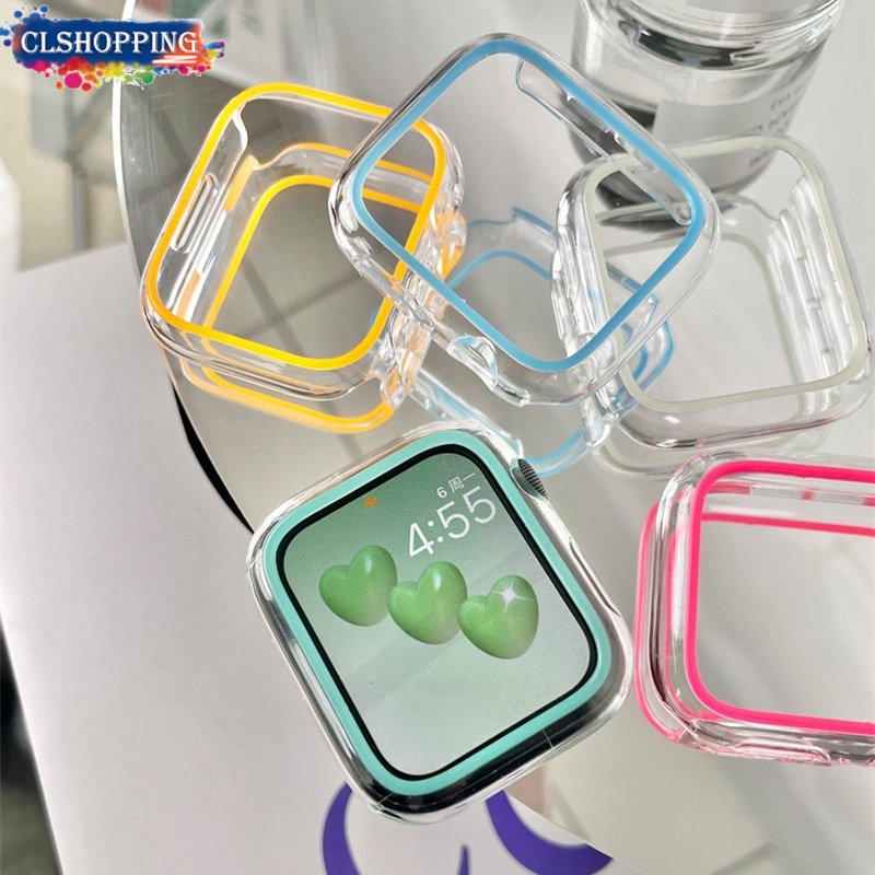 เคสนาฬิกาข้อมือ แบบใส เรืองแสง สําหรับ Apple Watch band 45/41/44/42 มม. 40 มม. 38 มม. iwatch serie 7 6 SE 5 4 3 2 1
