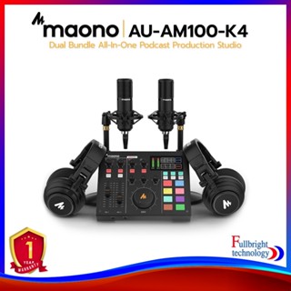 Maono AU-AM100-K4 Dual Bundle All-In-One Podcast Production Studio ชุดอุปกรณ์มิกซ์เสียงลูกเล่นเยอะพร้อมไมค์คู่ รับประกันศูนย์ไทย 1 ปี