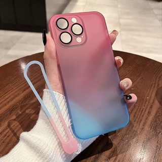 【Graded Color/Ultra-Thin/Matte PC Hard case/With Lens Film/Pink+Blue】เคส compatible for iPhone 12 Pro Max 14 Pro Max 13 Pro Max case hard case