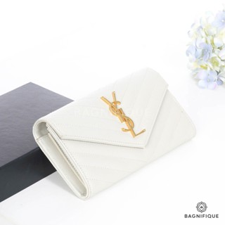 YSL CLUTCH 7.5 WHITE CHEVRON GHW