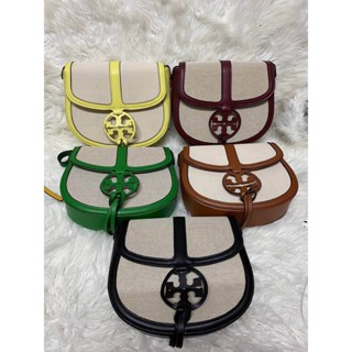 กระเป๋า กระเป๋าสะพายข้าง งานแท้ OUTLET TORY BURCH MILLER CANVAS QUADRANT SADDLE BAG