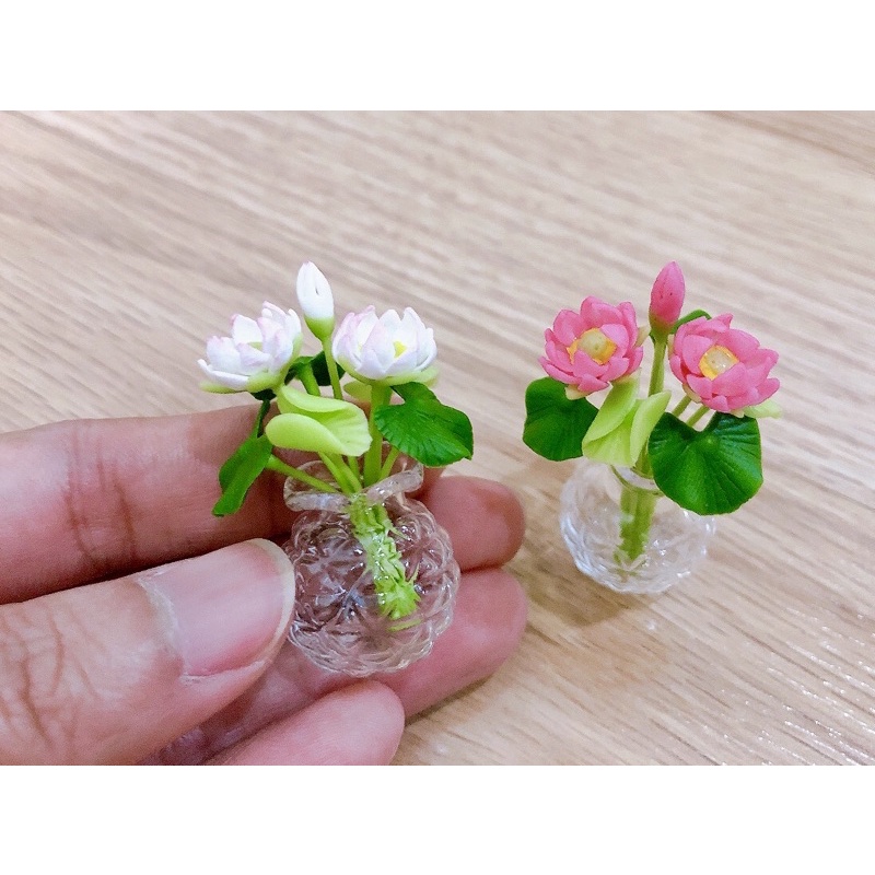 แจกันดอกบัวจิ๋ว ของไหว้จำลอง เสริมฮวงจุ่ย ราคา/ชุด (แจกัน+ช่อดอกบัว)