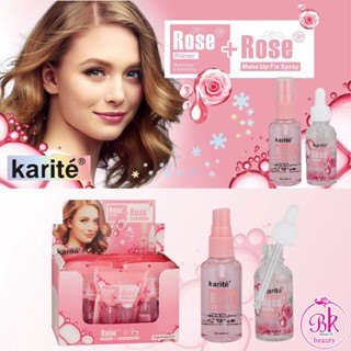 Karite โรส ไพรเมอร์ + สเปรย์ล็อคเครื่องสําอาง Rose Primer + Fix Spray เซ็ทโรสไพรเมอร์และสเปรย์ ให้ความชุ่มชื้นยาวนาน