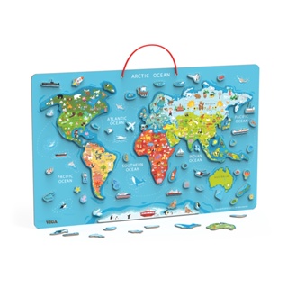 [3 ขวบ +] Magetic World Puzzle+Dry Erase Board - [จากแบรนด์ Viga] [พร้อมส่ง]!!!