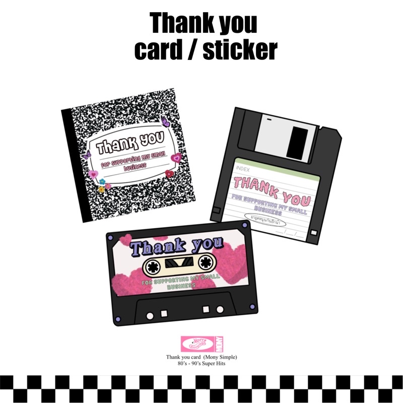 การ์ดขอบคุณลูกค้า Thank you card  Thank you sticker งานน่ารักร้านโมนี่
