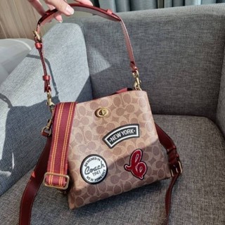 COACH C6868 WILLOW BUCKET BAG IN SIGNATURE CANVAS WITH PATCHES