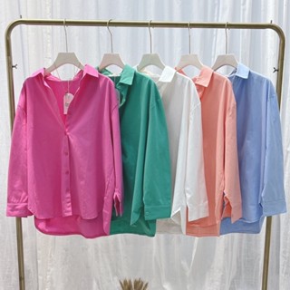 【W42】WanWan Colorful shirt เชิ้ต oversized สไตล์เกาหลี ผ้าcotton หนาเกรดพีเหมี่ยม ดีเทลกระดุมหน้า ทรงสวย #แมชท์ง่าย #สาว