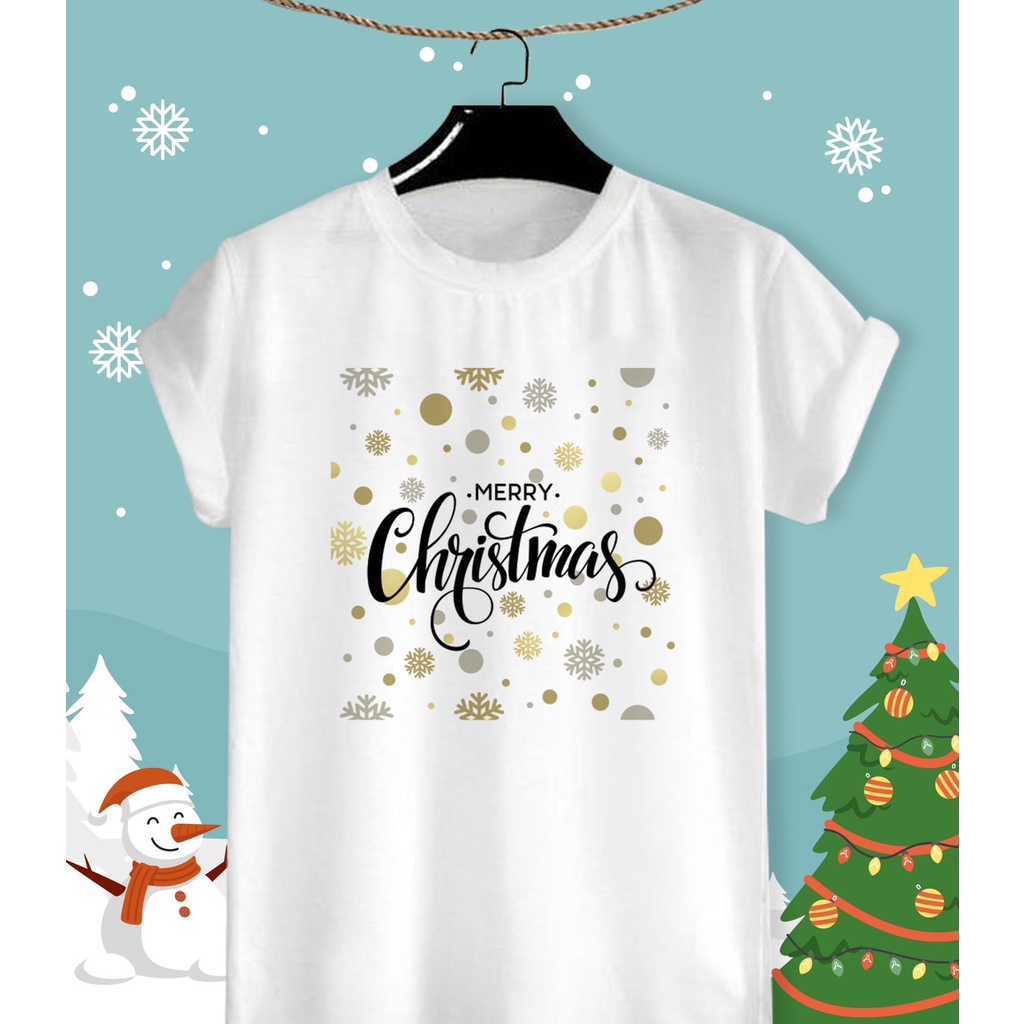 เสื้อลายปีใหม่ เสื้อคริสมาสต์ Merry Christmas & Happy New Year 2024 ผ้า TK ใส่สบาย สีสันสดใส ใส่สบาย ไม่ยืดไม่ย้วย