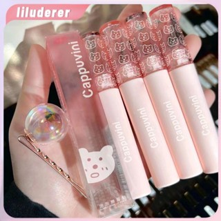 Cappulini Bubble Bear Lip Glaze Mirror Water Light Glass Lip Glaze ลิปสติกผู้หญิงสีชาลิปกลอสให้ความชุ่มชื้น Hydrating Lipgloss HO