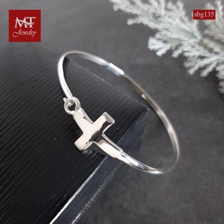 MT กำไลข้อมือเงินแท้ ดีไซน์ ไม้กางเขน คล้องเกี่ยวกัน ข้อมือ 18 ซม. Solid 925 Sterling Silver Bangle (sbg135) MT Jewelry มณีธารา