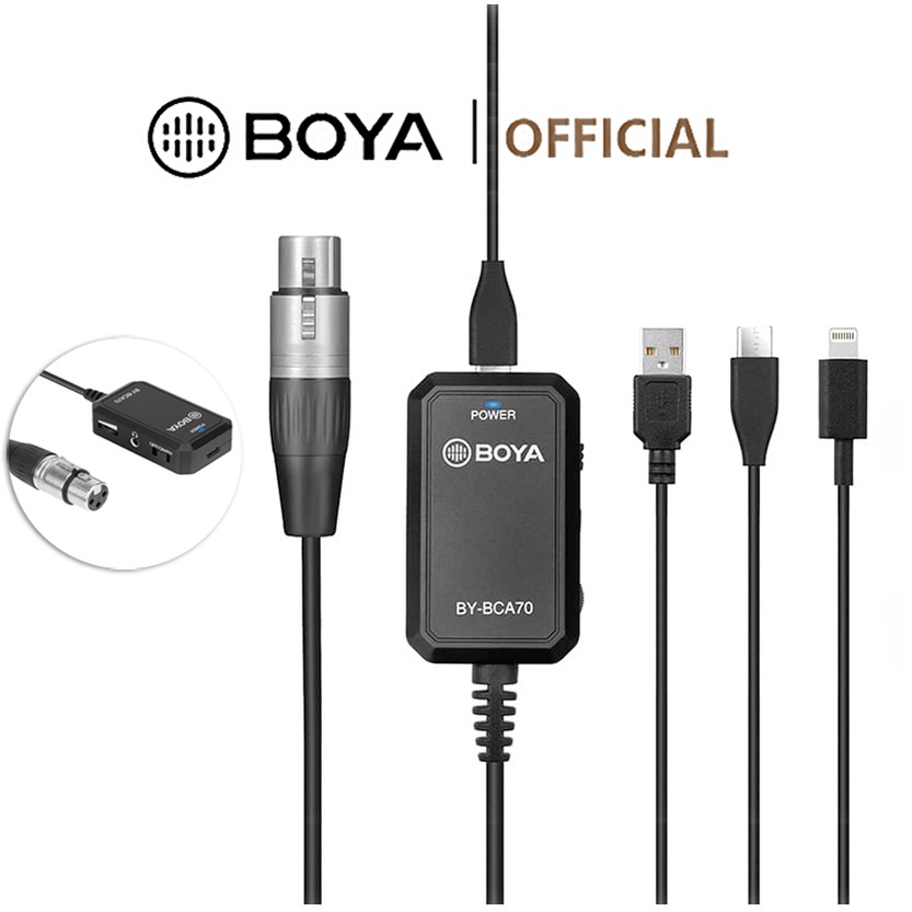 Boya BY-BCA70 อะแดปเตอร์เสียง สําหรับไมโครโฟน XLR เป็นอุปกรณ์มือถือ USB Type-C Lightning USB Type-A