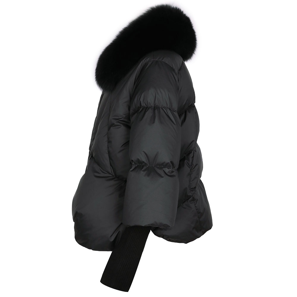BYOLOAgain Oversized Winter Warm Real Fox Fur Collar Black Down Coat Women Puffer Outerwear Jackets 2022 Autumn Winter #3