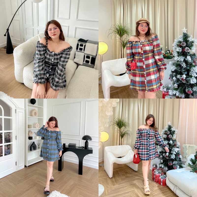 Scotty ginger dress เดรสลายสก็อตรับคริสต์มาส - merry chubby house