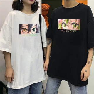 เสื้อยืดพิมพ์ลายอนิเมะ Demon Slayer,เสื้อยืดพิมพ์ลายสไตล์ญี่ปุ่นทรงหลวมสำหรับฤดูร้อน