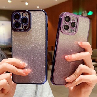 ชุบหรูหรา ไล่โทนสี Glitter Case ซิลิโคนนุ่มเคสกันกระแทกเคสโทรศัพท์สำหรับ iPhone 14 Pro Max สำหรับ iPhone 14 Plus case