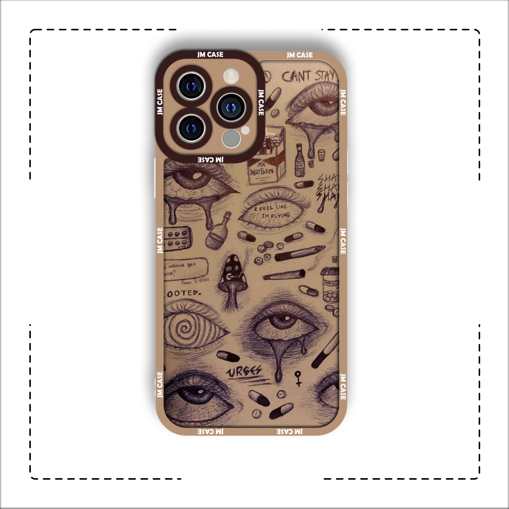 JMCase iphone samsung xiaomi oppo Square Edge Case Anime Manga Drawing Pattern