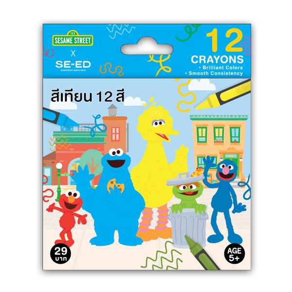 Se-ed (ซีเอ็ด) : SST1-สีเทียน 12 สี : Sesame Street-Sesame Friends Crayons