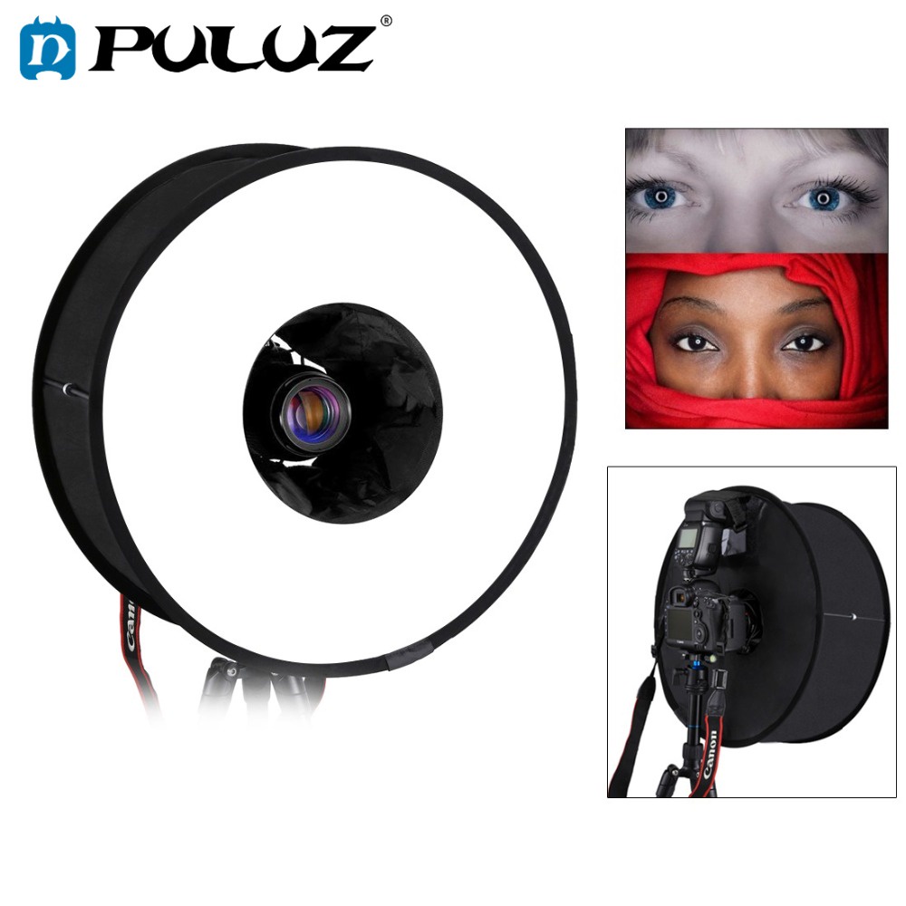 Puluz 45 ซม.แหวน Softbox Speedlight รอบสไตล์แสงแฟลชการถ่ายภาพกล่องนุ่มพับได้ Soft Flash Light Diffuser