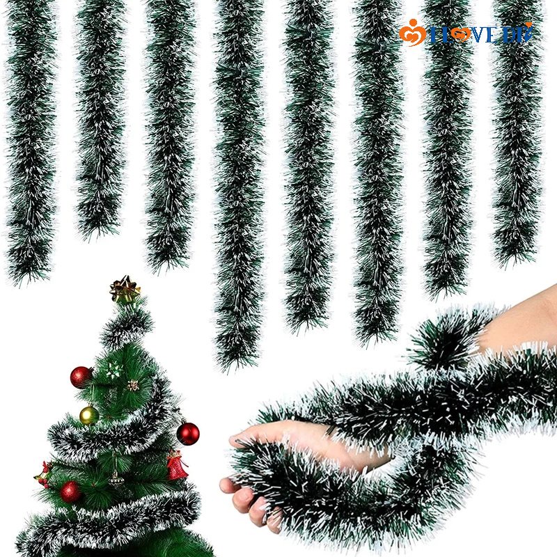 ริบบิ้นพวงมาลัย / เครื่องประดับต้นคริสต์มาส / สีขาวสีเขียวเข้ม 200 ซม