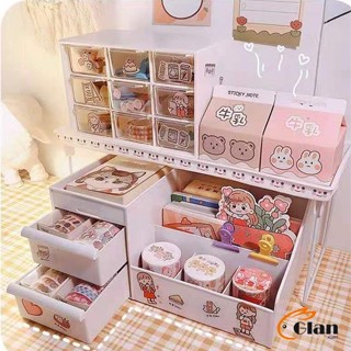 Glanxuan ชั้นเก็บของสไตล์เกาหลี แบบพับได้ INS  ชั้นเก็บของแบบตั้งโต๊ะแบบพับได้ Folding storage rack