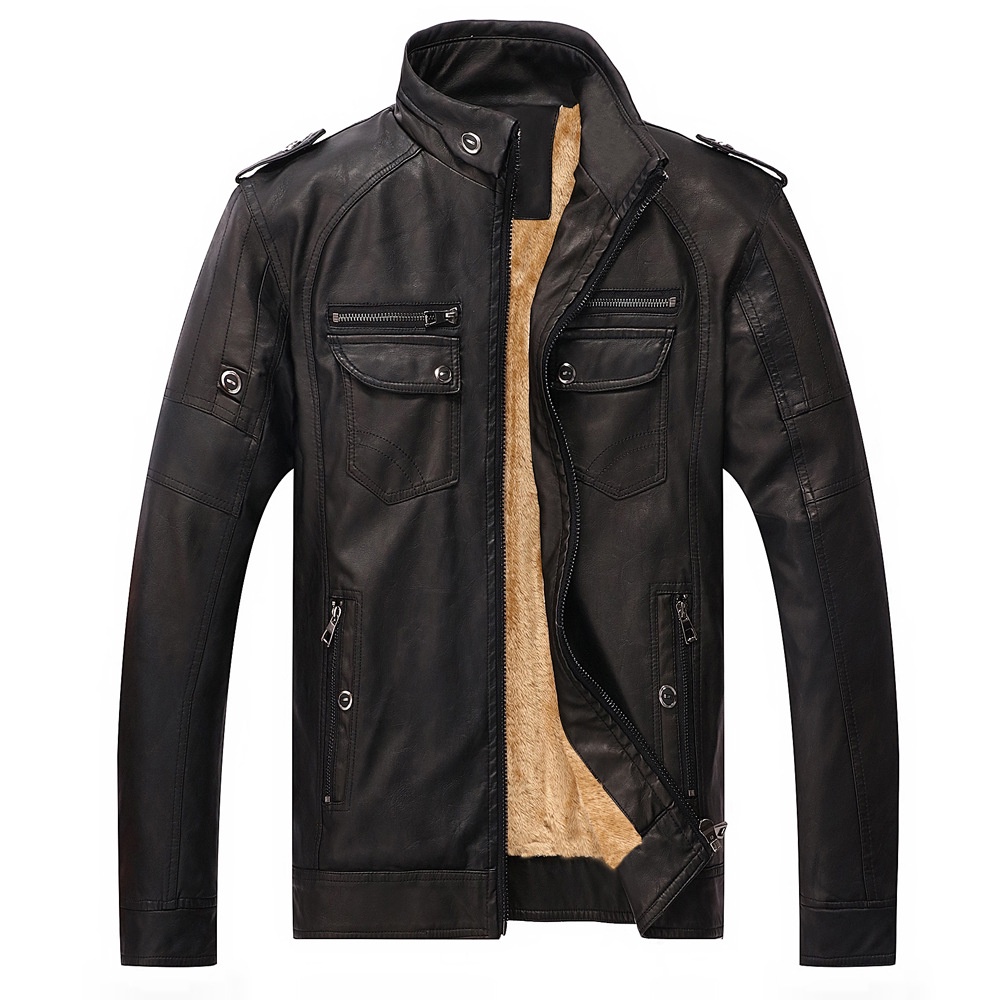 AReal Leather Jacket Coats Blue Brown Black Fur Jackets Mens Clothing Leather Genuine Leather Vintage  Fox Fur Coat Drop #4