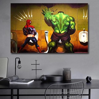 โปสเตอร์ ลายการ์ตูน Disney Marvel Superhero Hulk Spiderman Thor สําหรับตกแต่งห้องนั่งเล่น