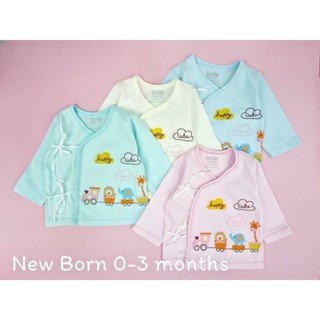 Little Home Baby เสื้อแขนยาวเด็กแรกเกิด แบบผูกหน้า พื้นสี พื้นขาว พื้นลาย