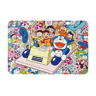 พร้อมส่ง พรมเช็ดเท้า ผ้าสักหลาด กันลื่น ลายโลโก้ Doraemon (2) 16x24 นิ้ว สําหรับห้องน้ํา