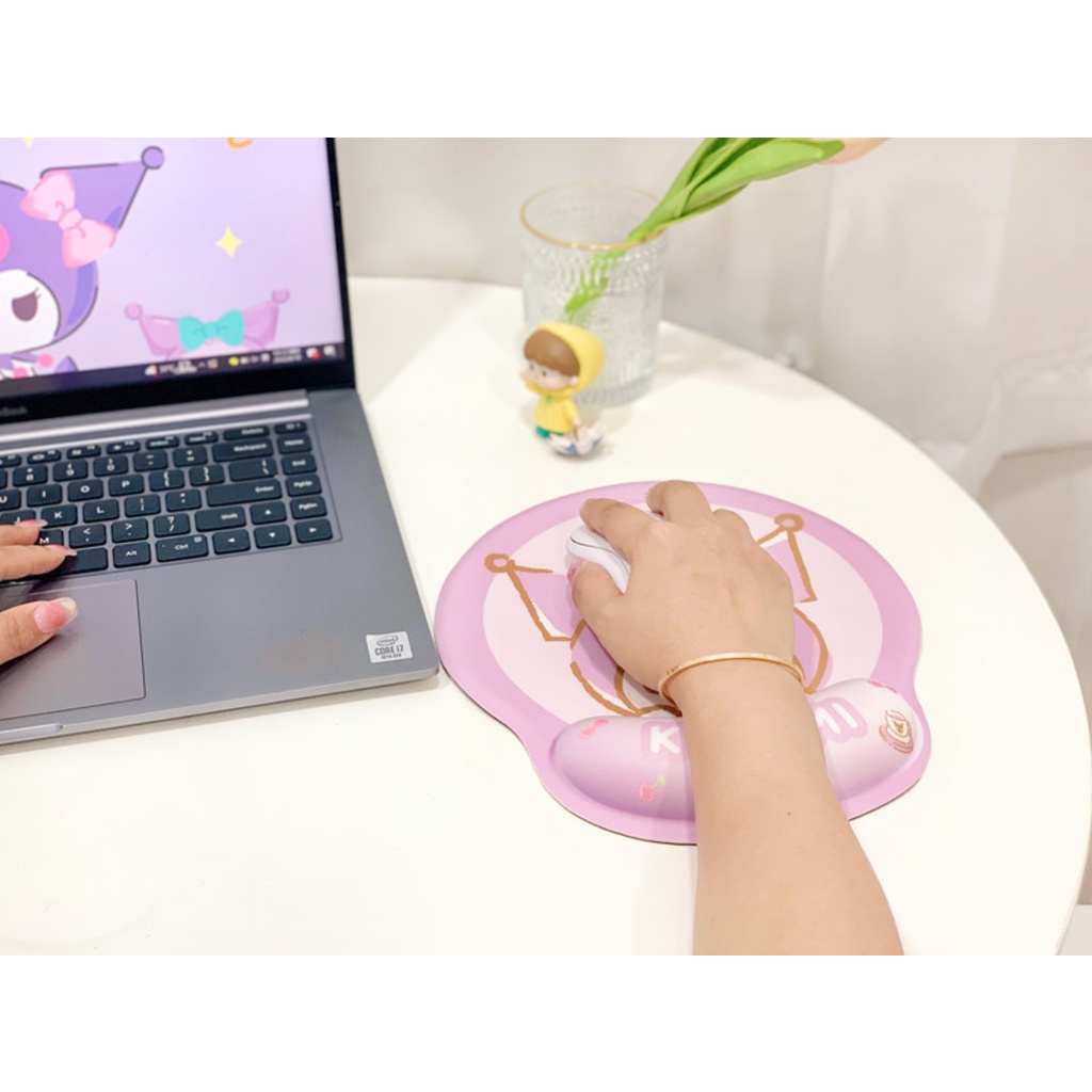 พร้อมส่ง💕 แผ่นรองเม้าส์ มีที่รองข้อมือ บรรเทาอาการปวดข้อมือ ลายการ์ตูน | Bluerubystore