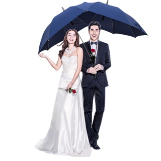 High Quality Long handle Two-pole Couple Umbrella Men Rain Woman Semi-automatic Business Gift Umbrella Windproof Sun Umb