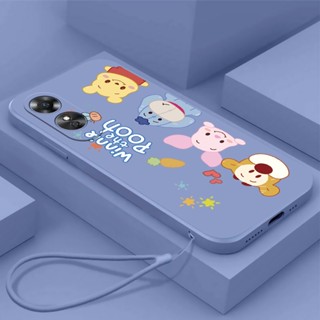 เคส OPPO A78 5G A17 A17K A57 2022 4G A77S 2022 4G A77 5G A16 A3S A5 A5S A7 เคสโทรศัพท์ซิลิโคนลายการ์ตูนน่ารักพร้อมเชือกเส้นเล็ก