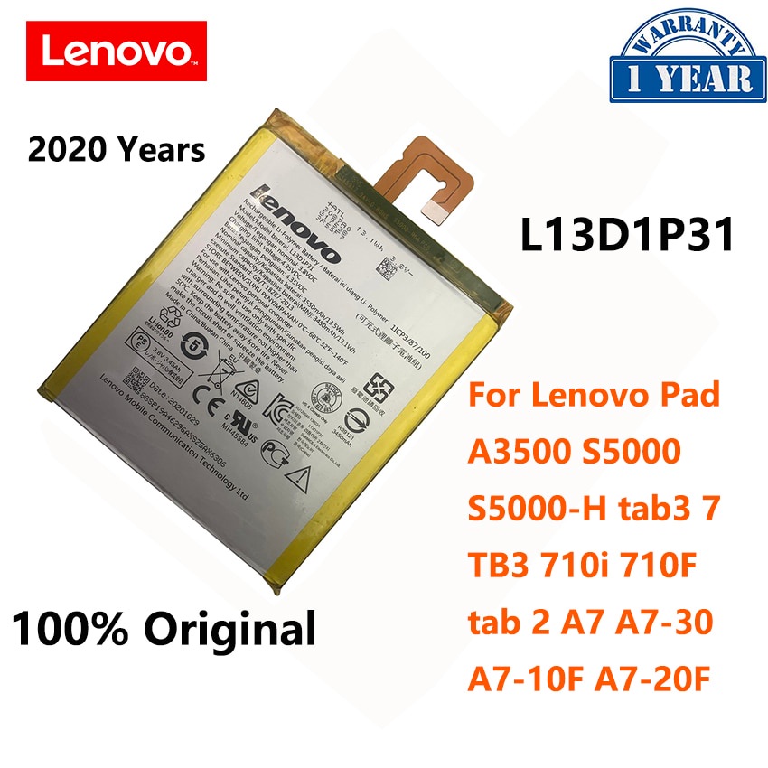 หน้าแรก 100% New L13D1P31 แบตเตอรี่ For Lenovo Pad A3500 S5000 S5000-H tab 3 7 TB3 710i 710F tab2 A7 A7-30 A7-10F A7-20F