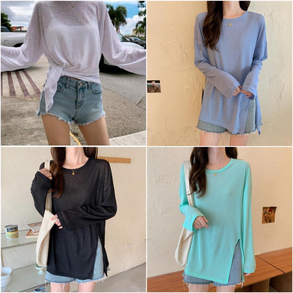 พร้อมส่ง เสื้อคลุมแขนยาว คลุม กันแดด เสื้อผ้าสาวอวบ แฟชั่นผู้หญิง