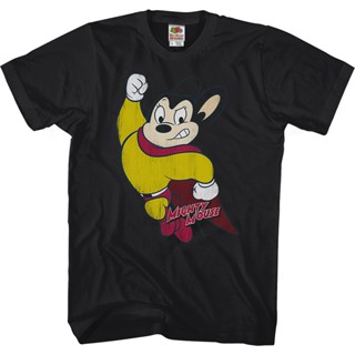 Heroic Pose Mighty Mouse T-Shirt เสื้อยืดผู้ชาย เสื้อยืดสไตล์เกาหลี