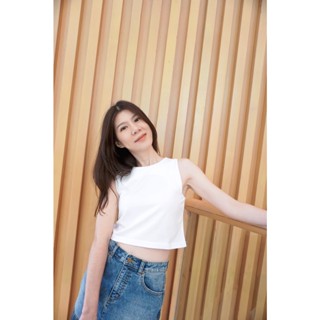 พร้อมส่ง! เสื้อยืดคอกลม แขนกุด ครอปสั้น BELLY CROP TOP