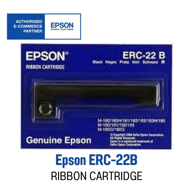 Epson ERC-22B Original (100%) 🌟 Black Ribbon Cartridge 🌟