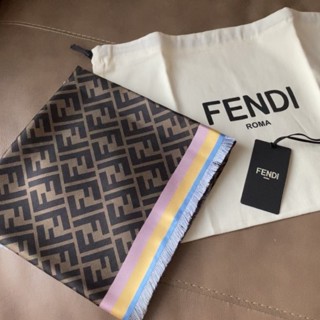 New! Fendi Two-Sided Square Foulard Silk Scarf