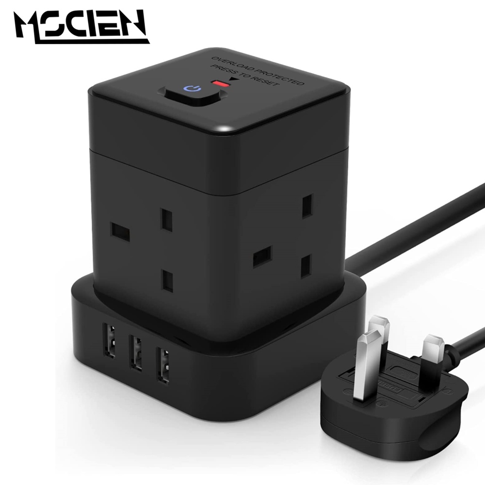 MSCIEN Smart Sockets Adapter with USB Ports Charger 1.55M Cable Extension Lead Cord Cube Power