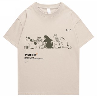 【hot tshirts】คำแนะนำยอดนิยม 2022ชาย Hip Hop T เสื้อ Streetwear คันจิญี่ปุ่น Harajuku แมวตลกเสื้อยืดฤดูร้อนสั้นแขนเสื้อ T