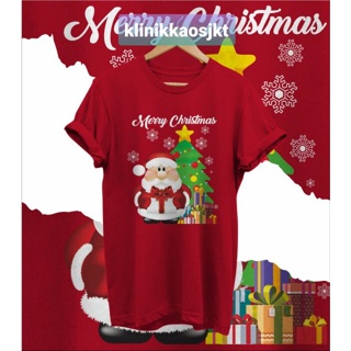 T-shirt เสื้อยืด พิมพ์ลายคริสต์มาส TREE SANTA MERRY CHRISTMAS แขนสั้นปีใหม่ ชุดคริสต์มาสใหม่