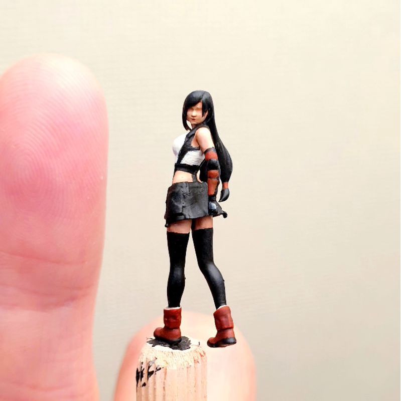 ฟิกเกอร์ 1/64 โมเดล figure คน  3D printing 1:64 resin model ตกแต่งฉาก Diorama FF7 งานดิบ งานลงสีสำเร