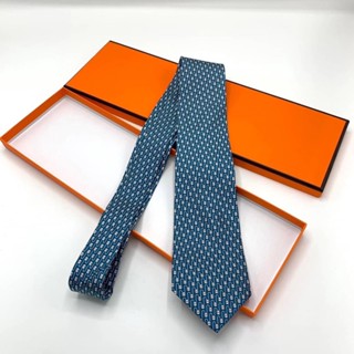 HERMES SILK NECKTIE เนคไท แบรนด์แอร์เมส ผ้า silk