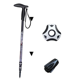 1 Pcs T Handle Aluminum Walking Poles With An-ti Shock System Tips Matte Spray Paint Hiking Stick For Tourism Cane Trekk