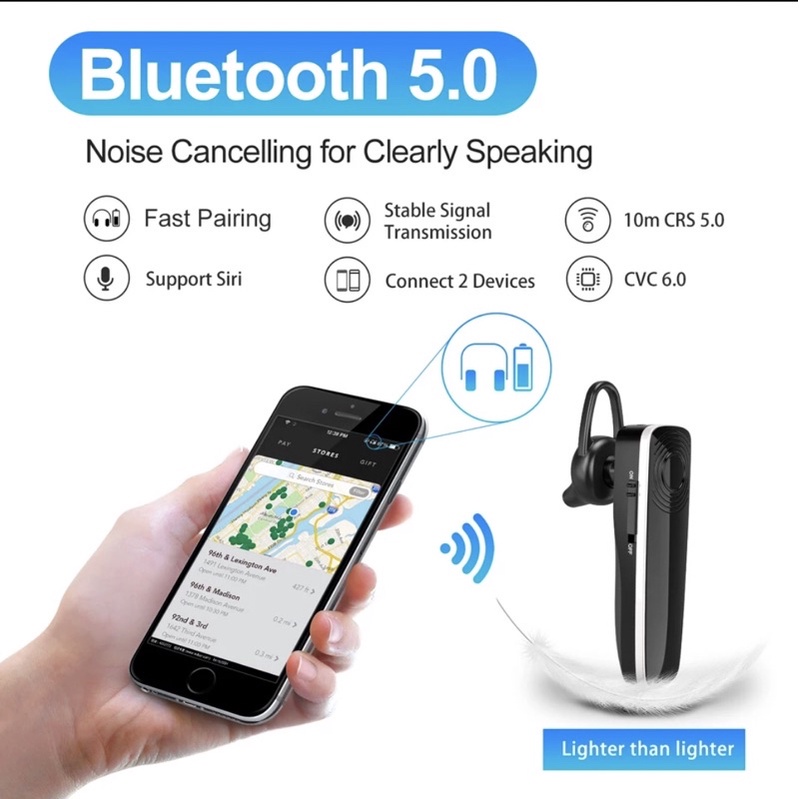 LUOBR รุ่น K-A4 หูฟังบลูทูธไร้สาย แบบข้างเดียว ใช้คุย/ฟังเพลง Wireless Headset รองรับทุกระบบ