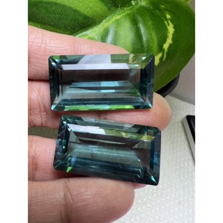 Lab created Aquamarine 30x17mm 2 pieces culture Hydrothermal quartz