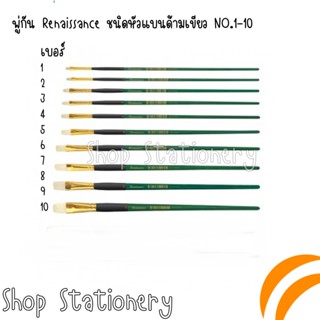 พู่กัน Renaissance ชนิดหัวแบนด้ามเขียว NO.1-10