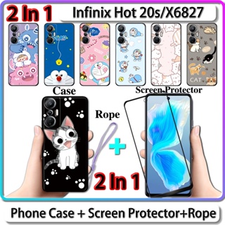 2 IN 1 เคส พร้อมกระจกนิรภัยเซรามิก แบบโค้ง ป้องกันหน้าจอ สําหรับ Infinix Hot 20s X6827