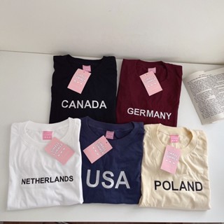 พร้อมส่ง🌜🥐oversize simple tee เสื้อยืดทรงโอเวอร์ไซต์ปัก ประเทศ (S136)